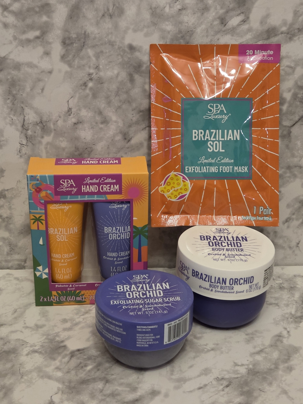 Brazilian Orchid & Sol Set - Hand Cream, Body Butter, Body Scrub, Foot Mask